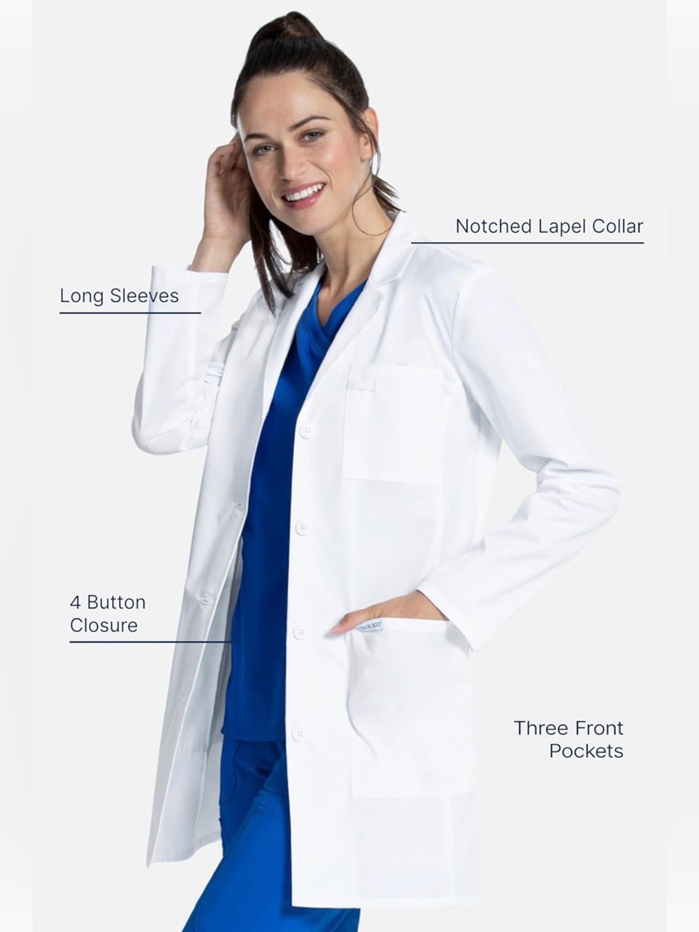 Board Approved White Lab Coat – Logo-Free / Clinical Ready